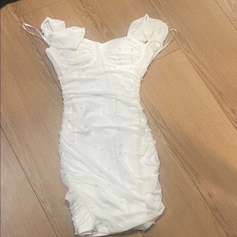 Windsor White Ruched Mini Dress